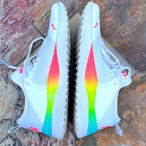 Puma Pacer Next Cage Sneaker White Neon Rainbow Size 6C 372530-01